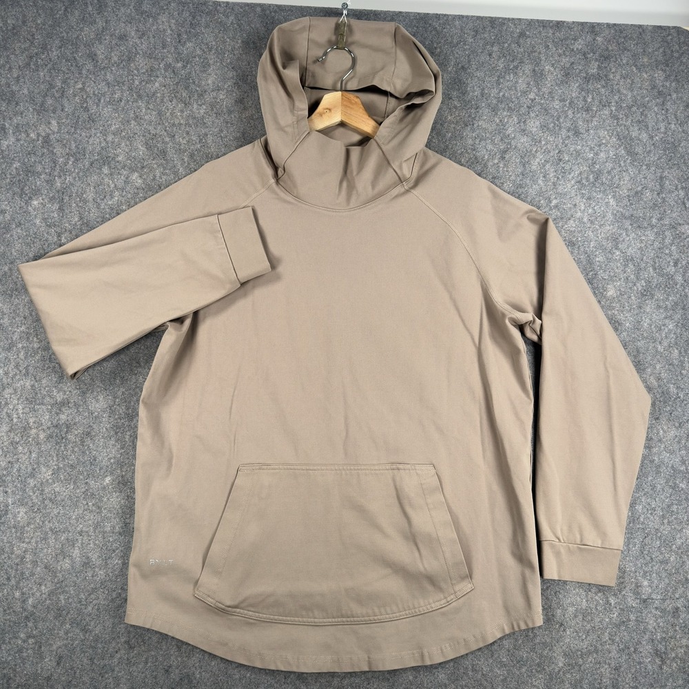 BYLT Eite Dropcut Hoodie Mens Medium Beige Jersey Pullover Kangaroo Pocket